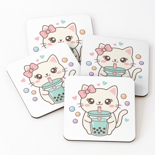 Item preview, Sweet Kawaii Kitten Holding Delicious Boba Tea designed and sold by MoonlitDoodles1.