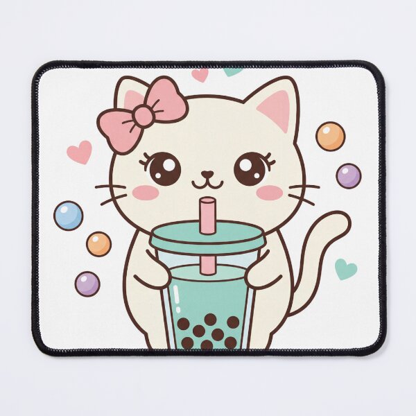 Item preview, Sweet Kawaii Kitten Holding Delicious Boba Tea designed and sold by MoonlitDoodles1.
