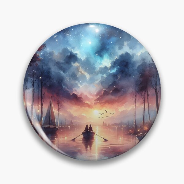 Item preview, Anniversary Starry Boat Scene – Romantic Cosmic Nature Art designed and sold by stylishdzign.
