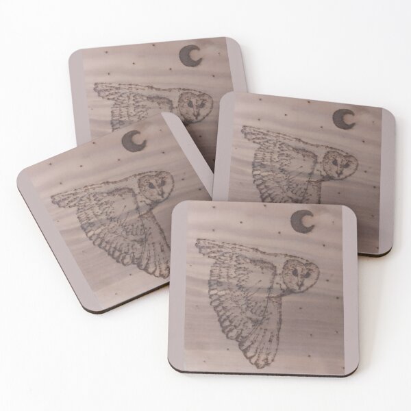 Item preview, Barn Owl gliding beneath the stars designed and sold by RoseGrayInk.