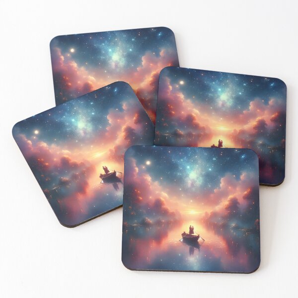 Item preview, Anniversary Starry Boat Scene – Romantic Cosmic Nature Art designed and sold by stylishdzign.
