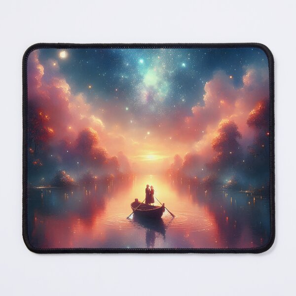 Item preview, Anniversary Starry Boat Scene – Romantic Cosmic Nature Art designed and sold by stylishdzign.