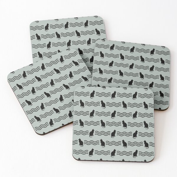 Item preview, Ash gray & black cats pattern designed and sold by Mint + Midnight.