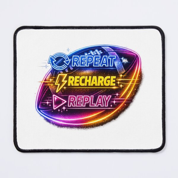 Item preview, Repeat Recharge Replay – Neon Football Motivation Design designed and sold by EdgeSphere.
