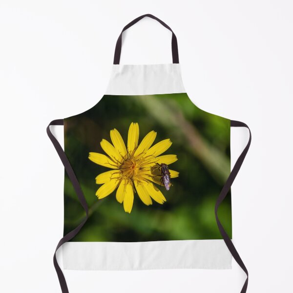 Item preview, Yellow Wildflower With Iridescent Bee Pollinating Bright Petals On Green Natural Background designed and sold by Nmallia.