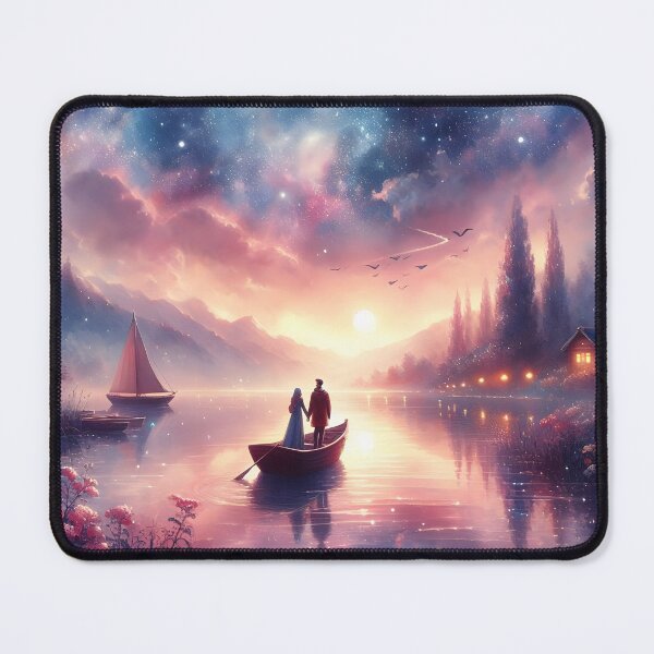 Item preview, Anniversary Starry Boat Scene – Romantic Cosmic Nature Art designed and sold by stylishdzign.