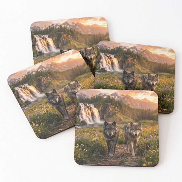 Item preview, Wolves Forest Mountain Waterfall Path designed and sold by RAFTECHORG.