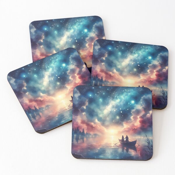 Item preview, Anniversary Starry Boat Scene – Romantic Cosmic Nature Art designed and sold by stylishdzign.
