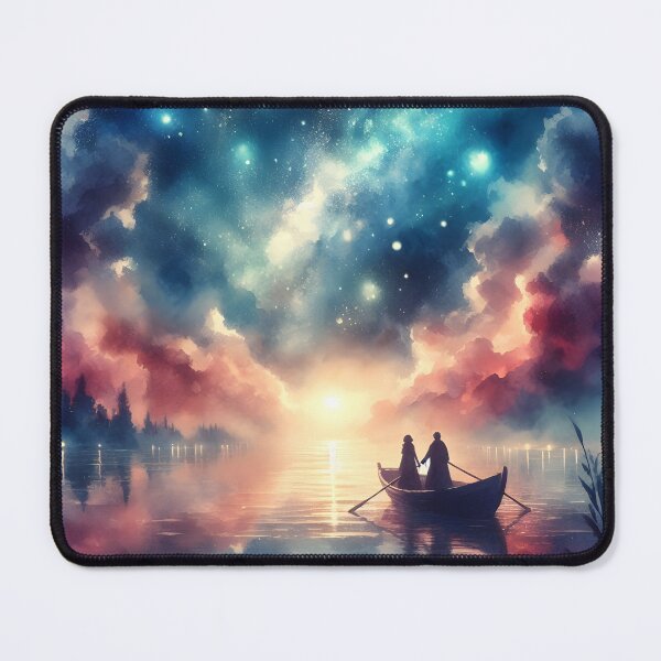 Item preview, Anniversary Starry Boat Scene – Romantic Cosmic Nature Art designed and sold by stylishdzign.