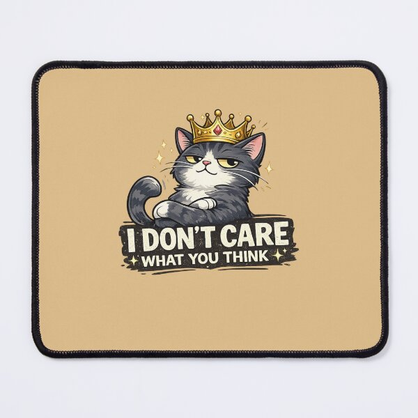Item preview, I Don't Care What You Think Funny Black Cat King Sarcastic Cat Lover Design designed and sold by MimiSabu.