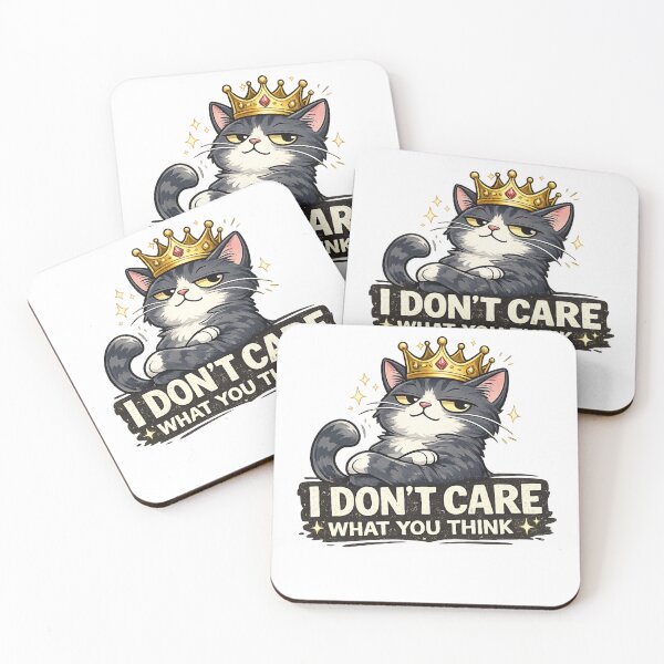 Item preview, I Don't Care What You Think Funny Black Cat King Sarcastic Cat Lover Design designed and sold by MimiSabu.