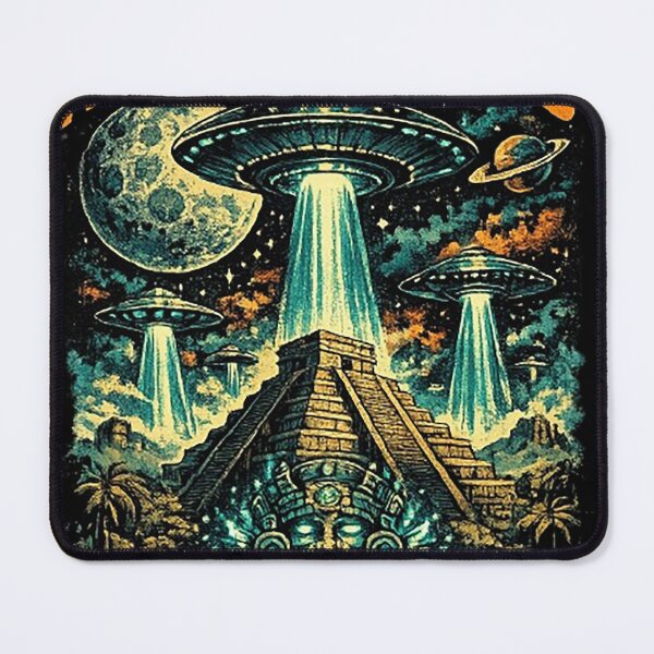 Item preview, UFOs Over Ancient Pyramids – Cosmic Encounter designed and sold by Dogandesighn.