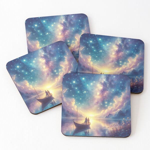 Item preview, Anniversary Starry Boat Scene – Romantic Cosmic Nature Art designed and sold by stylishdzign.
