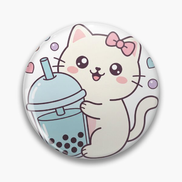 Item preview, Cute Kawaii White Cat Drinking Bubble Boba Tea designed and sold by MoonlitDoodles1.