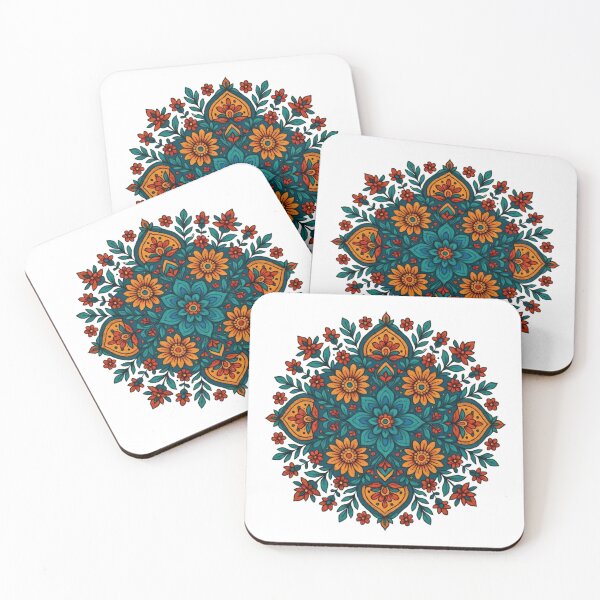 Item preview, Intricate Floral Mandala Orange Teal Spiritual Balance Pattern designed and sold by Good Vibes .