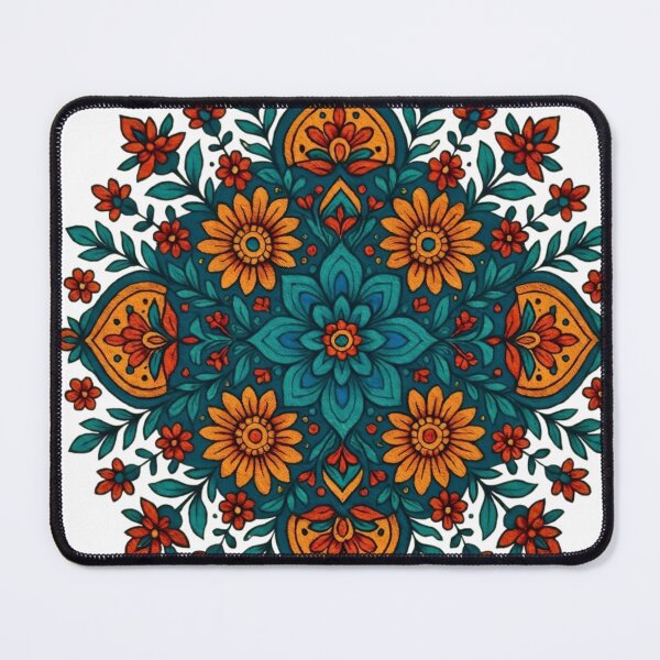 Item preview, Intricate Floral Mandala Orange Teal Spiritual Balance Pattern designed and sold by Good Vibes .