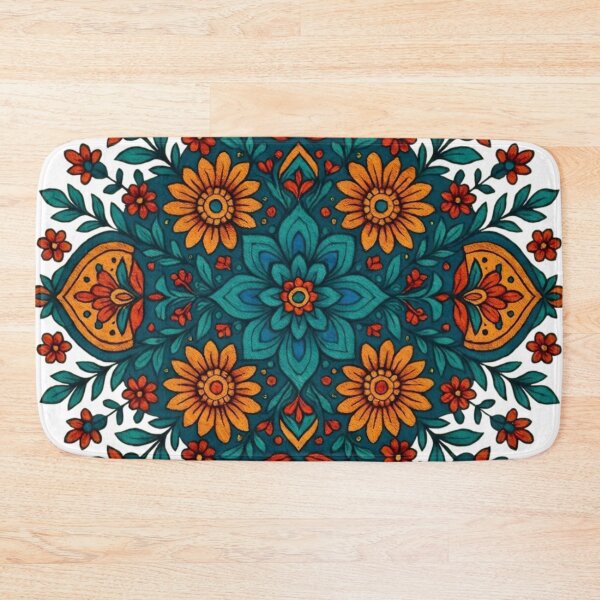 Item preview, Intricate Floral Mandala Orange Teal Spiritual Balance Pattern designed and sold by Good Vibes .