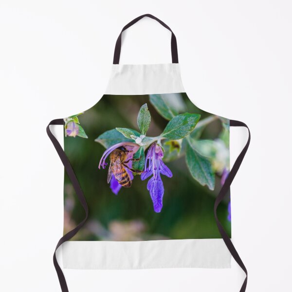 Item preview, Honeybee Pollinating Purple Flower Close-Up In Garden With Green Leaves And Soft Background designed and sold by Nmallia.