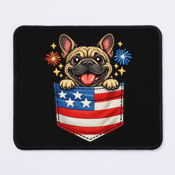Item preview, Patriotic bulldog in pocket | American flag pocket | 4th of July dog pocket pet gift designed and sold by Youngkev-arts.