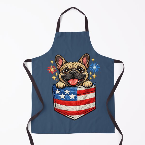 Item preview, Patriotic bulldog in pocket | American flag pocket | 4th of July dog pocket pet gift designed and sold by Youngkev-arts.