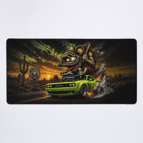 Item preview, Monster Rat Challenger Demon Route 66 Burnout Muscle Car Art designed and sold by artistwill.