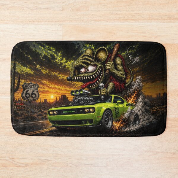 Item preview, Monster Rat Challenger Demon Route 66 Burnout Muscle Car Art designed and sold by artistwill.