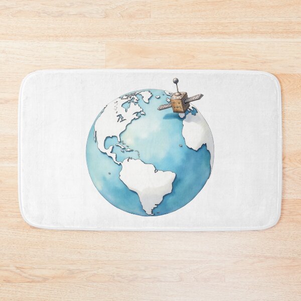 Item preview, Earth And Satellite Watercolor Illustration designed and sold by SpatialPost.