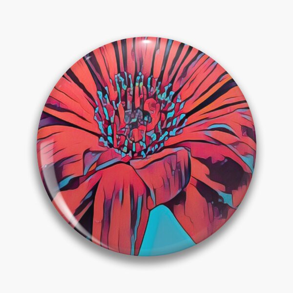 Item preview, Moody Electric Red and Blue Gerbera Daisy Flower Digital Painting designed and sold by BalkanBloom.