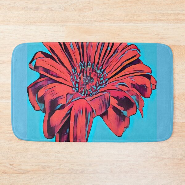 Item preview, Moody Electric Red and Blue Gerbera Daisy Flower Digital Painting designed and sold by BalkanBloom.