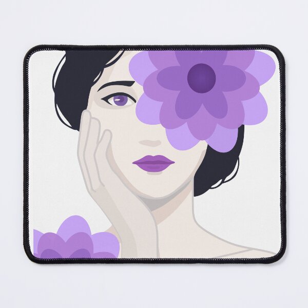 Item preview, Woman Portrait Art, Violet Floral Line Decor designed and sold by Studio pod Burom.