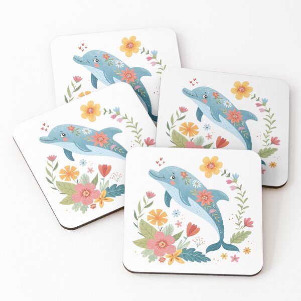 Item preview, Cute Floral Dolphin Illustration designed and sold by trendspatterns.