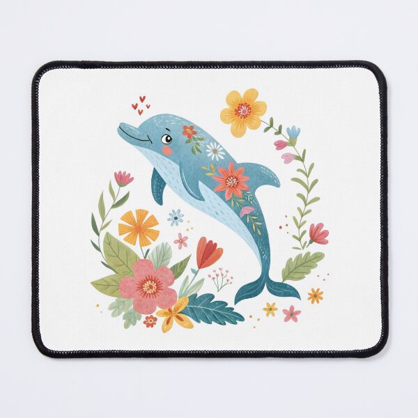 Item preview, Cute Floral Dolphin Illustration designed and sold by trendspatterns.
