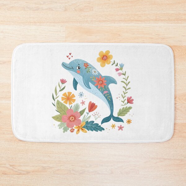 Item preview, Cute Floral Dolphin Illustration designed and sold by trendspatterns.