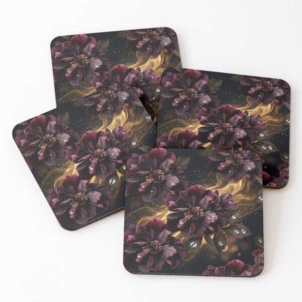 Item preview, Midnight Velvet Blossoms Dark Floral - Luxury Burgundy Flower Pattern - Gothic Botanical Art - Moody Floral Print - Dark Romantic Aesthetic Gift designed and sold by WitchyBotanicaArt.
