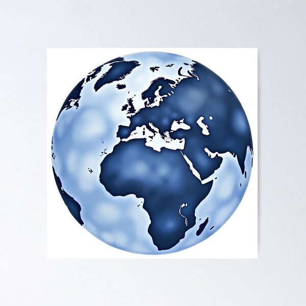 Item preview, Blue Earth Globe Illustration designed and sold by SpatialPost.