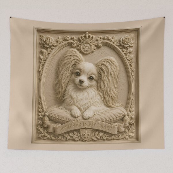 Item preview, Papillon Dog Relief Art | Elegant Vintage Pet Portrait Wall Decor designed and sold by ManJiangHong.