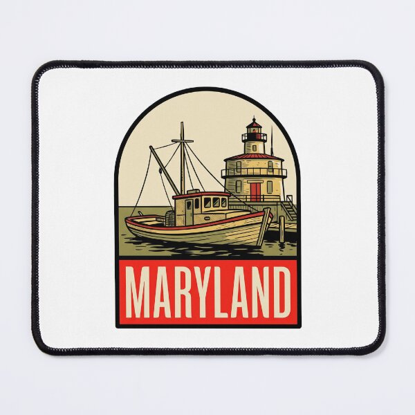 Item preview, Retro Maryland Chesapeake Bay Crab Boat Vintage Travel Badge designed and sold by Paper Drip.