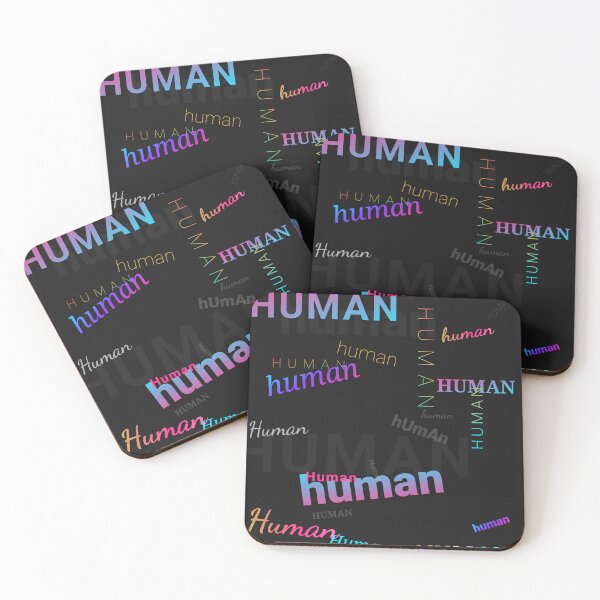 Item preview, HUMAN — Scattered Typography Pattern | Every Shade of Human | Dark Literary Art Print designed and sold by TheEccentricVox.
