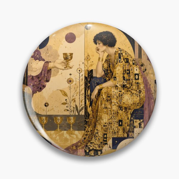 Item preview, The Four of Cups - Heavenly Offering and Golden Apathy | Klimt Tarot designed and sold by Natalia-Vlad.