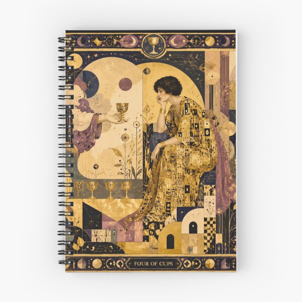 Item preview, The Four of Cups - Heavenly Offering and Golden Apathy | Klimt Tarot designed and sold by Natalia-Vlad.