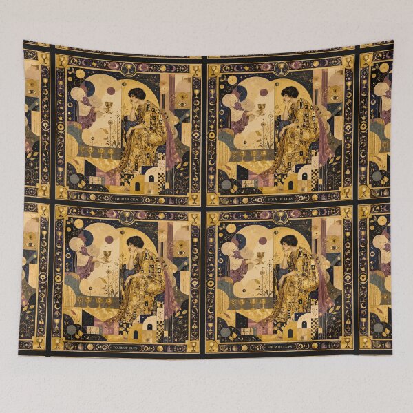 Item preview, The Four of Cups - Heavenly Offering and Golden Apathy | Klimt Tarot designed and sold by Natalia-Vlad.