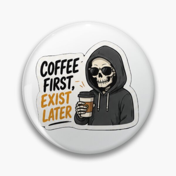 Item preview, Coffee First Exist Later Skeleton Sticker | Funny Coffee Lover Skeleton Design | Caffeine Humor Gift designed and sold by SkeletonMood.