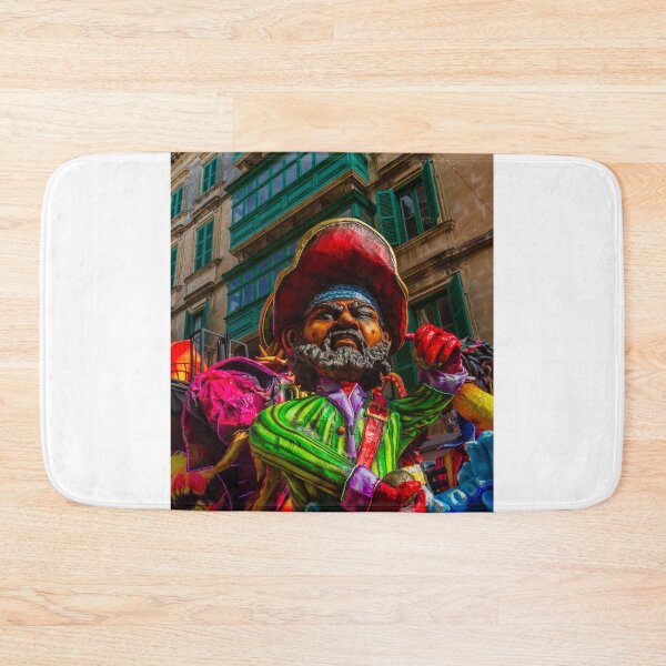 Item preview, Colorful Carnival Parade Float Featuring Giant Pirate Character Against Historic Building Facade designed and sold by Nmallia.