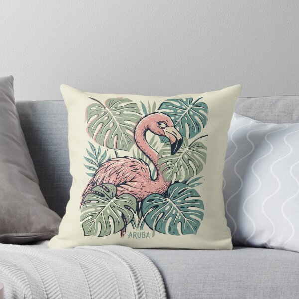 Item preview, Funny Retro Aruba Flamingo Linocut Art designed and sold by DuckOddity.
