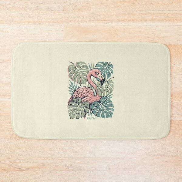 Item preview, Funny Retro Aruba Flamingo Linocut Art designed and sold by DuckOddity.
