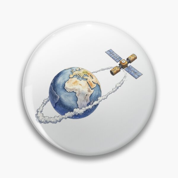 Item preview, Earth Orbit Satellite Watercolor Illustration designed and sold by SpatialPost.