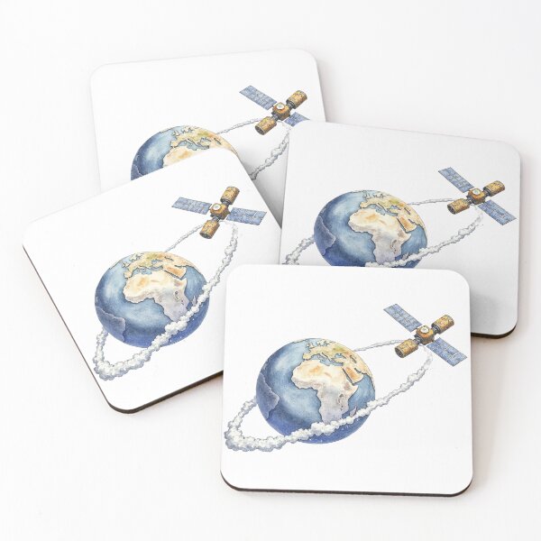 Item preview, Earth Orbit Satellite Watercolor Illustration designed and sold by SpatialPost.