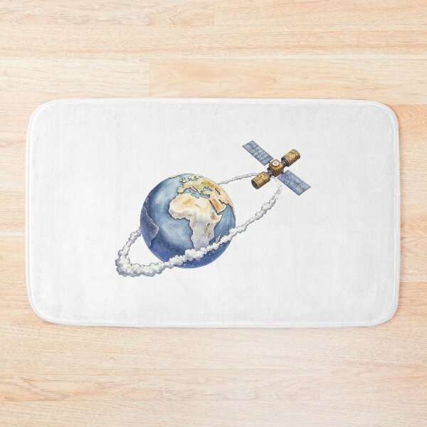 Item preview, Earth Orbit Satellite Watercolor Illustration designed and sold by SpatialPost.