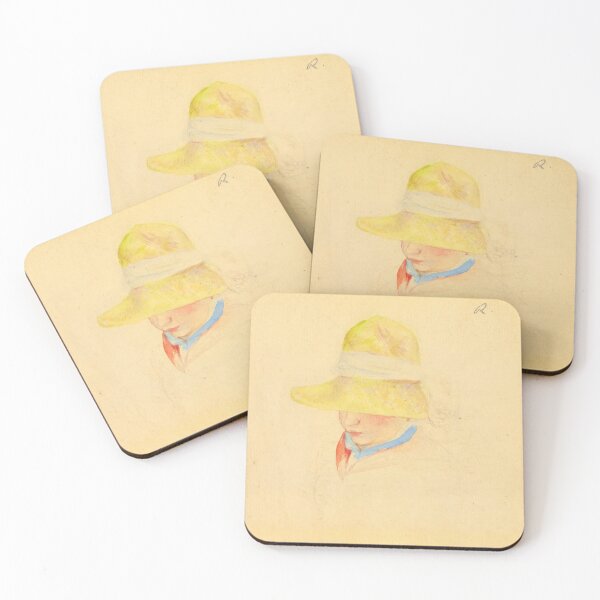 Item preview, Girl in Yellow Straw Hat Watercolor designed and sold by artofuniverse.