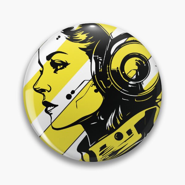 Item preview, Cyber Girl with Headphones – Yellow Futuristic Pop Art Illustration designed and sold by Tamawy.